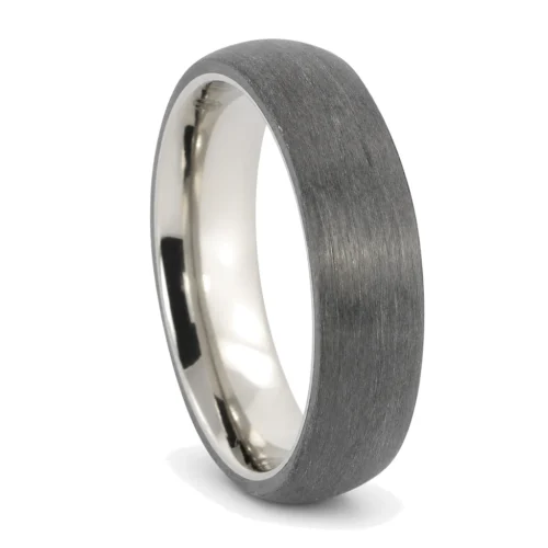 Titanium and Brushed Carbon 8mm Mens Ring