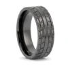 8mm Directional Tread Tyre Tread Mens Black Zirconium Ring