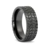 8mm Symmetrical Tread Tyre Tread Mens Black Zirconium Ring