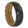 Black damascus steel and wood ring