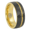 Tungsten faceted gold mens ring