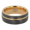 Tungsten faceted rose gold mens ring
