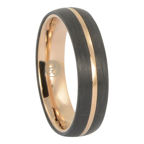 Carbon Fibre and gold titanium mens ring