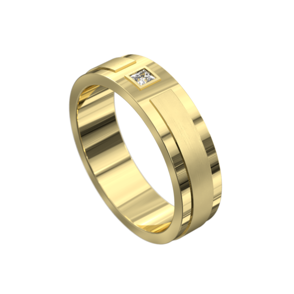 Remarkable Brushed and Polished Yellow Gold Mens Wedding Ring