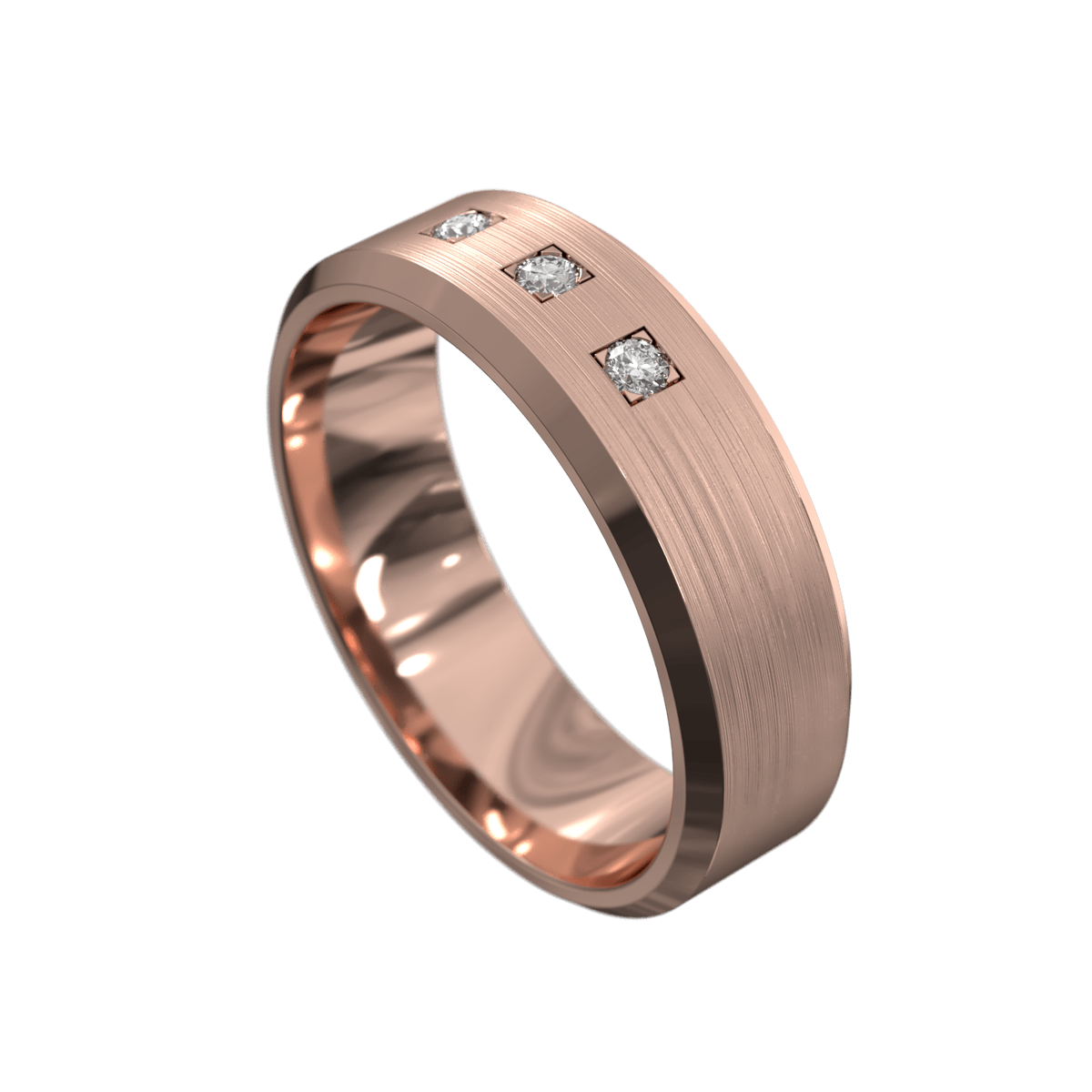 Sensational Brushed Rose Gold Mens Wedding Ring