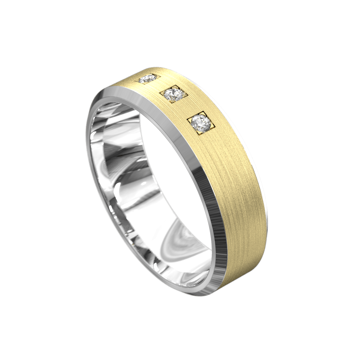 Artfully Crafted White & Yellow Gold Men's Wedding Ring