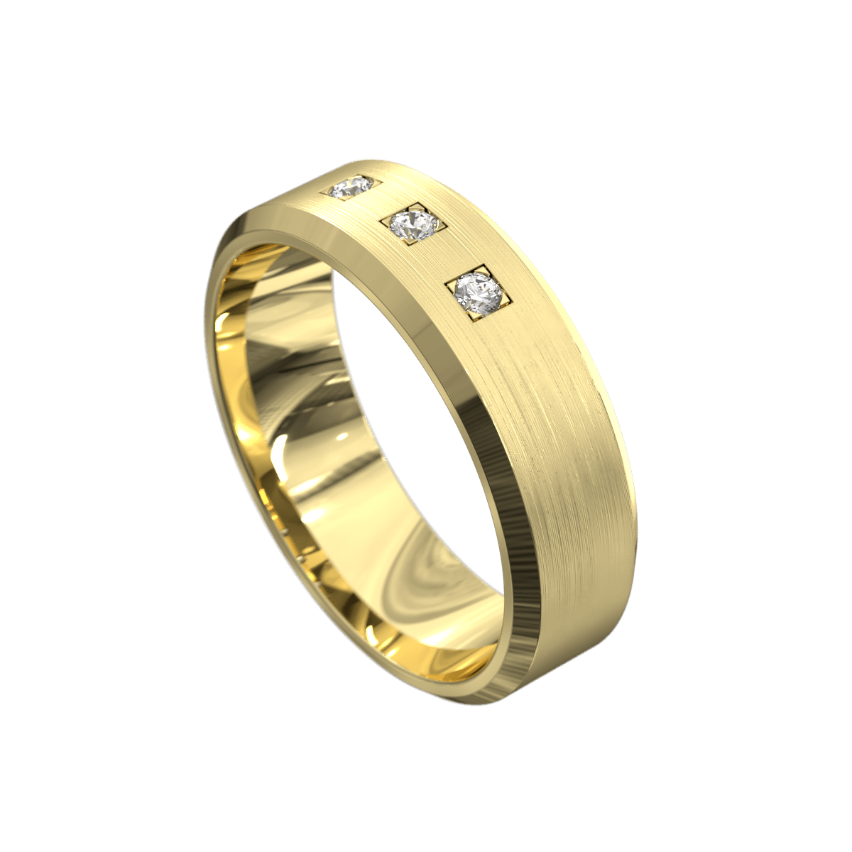 Yellow Gold Three Diamond Wedding Ring