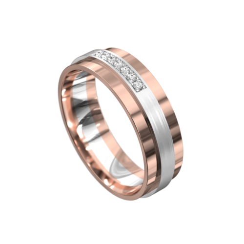Rose and White Gold Polished Mens Wedding Ring