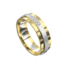 Polished Yellow and White Gold Mens Wedding Ring