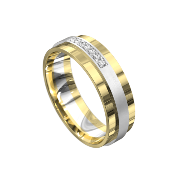 Polished Yellow and White Gold Mens Wedding Ring