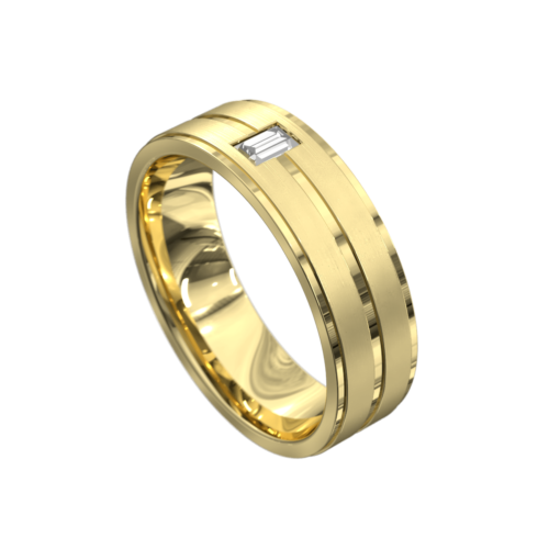 Impressive Yellow Gold Brushed Mens Wedding Ring