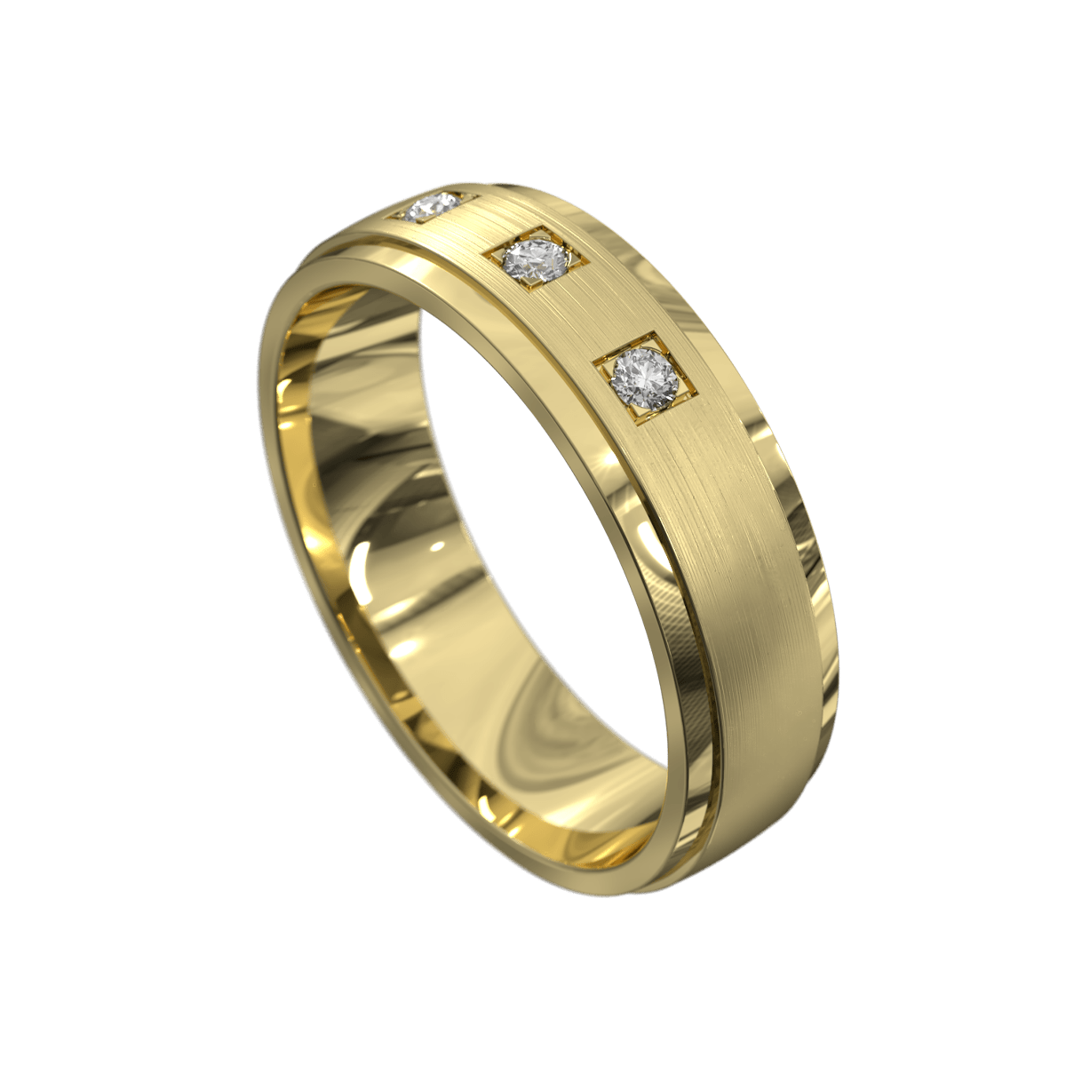 Premium Stylish Yellow Gold Brushed Men's Wedding Ring