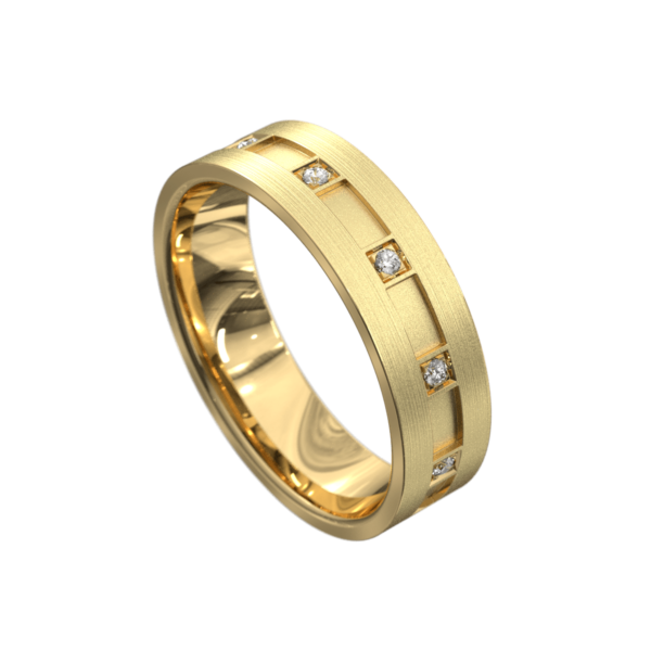 Yellow Gold Brushed and Polished Mens Ring