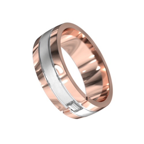 Rose and White Gold Polished Mens Ring