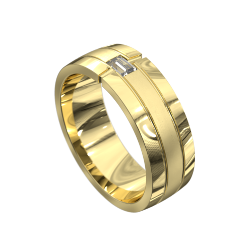 Remarkable Yellow Gold Polished and Brushed Mens Ring