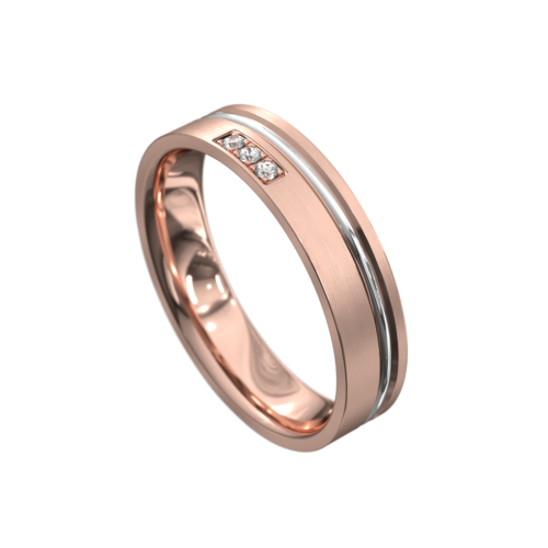 Rose and White Gold Brushed Mens Ring