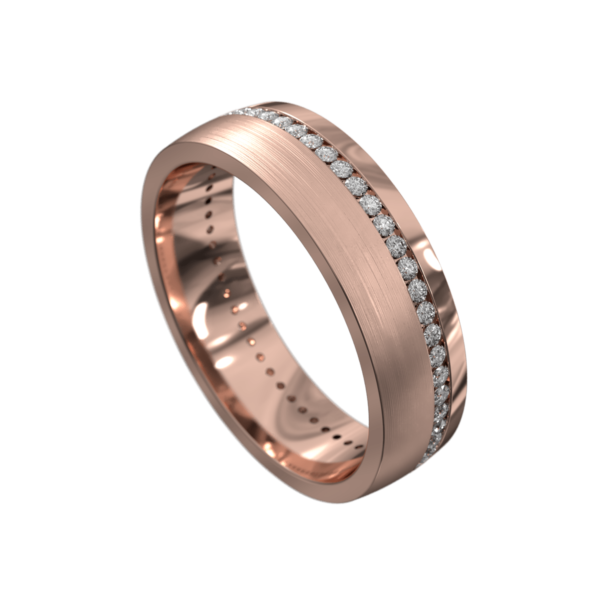 Brushed and Polished Rose Gold Mens Ring