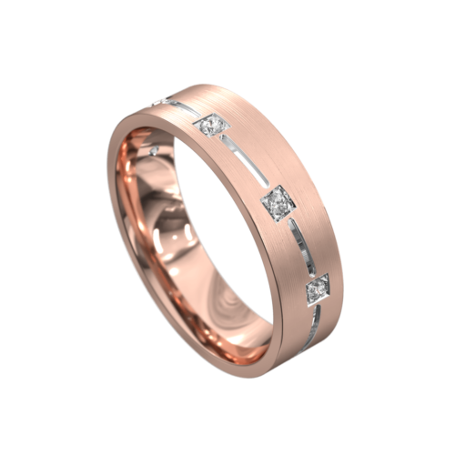 Brushed Rose and White Gold Mens Ring