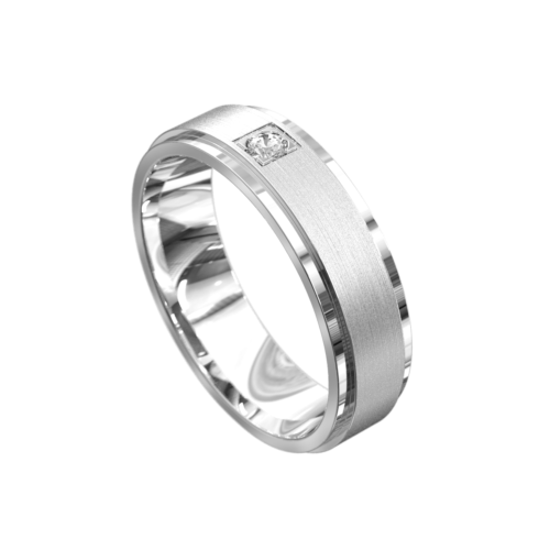Remarkable White Gold Brushed and Polished Mens Ring
