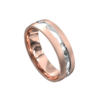 Centre Groove Rose and White Gold Mens Ring