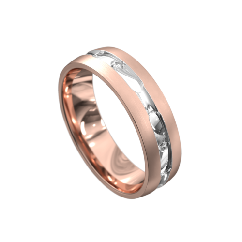 Centre Groove Rose and White Gold Mens Ring