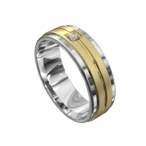 White and Yellow Gold Polished Mens Ring
