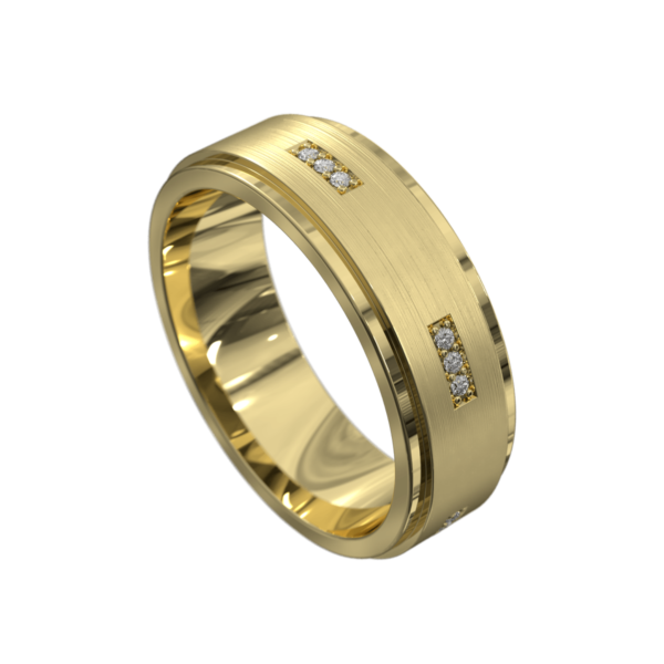 Sensational Yellow Gold Brushed and Polished Mens Ring