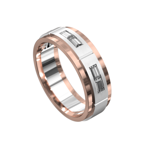 Rose and White Gold Polished Mens Ring