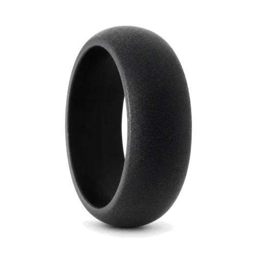 Mens 8mm Dome Black Silicone Ring