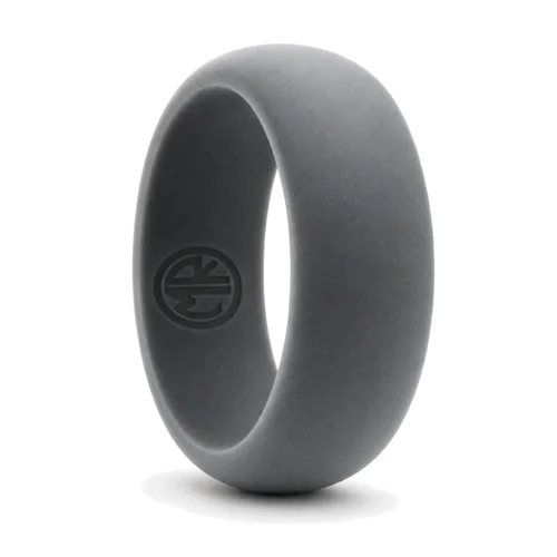 Mens 8mm Dome Dark Grey Silicone Ring