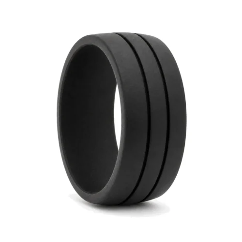 Twin Groove 8.5mm Black Silicone Ring