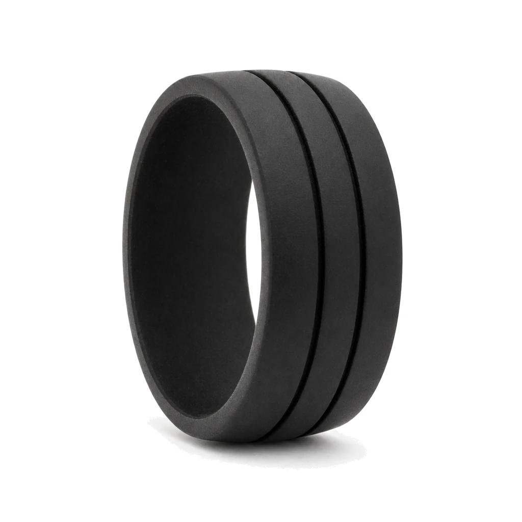 Twin Groove 8.5mm Black Silicone Ring