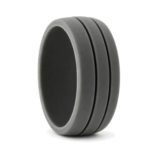 Twin Groove 8.5mm Dark Grey Silicone Ring