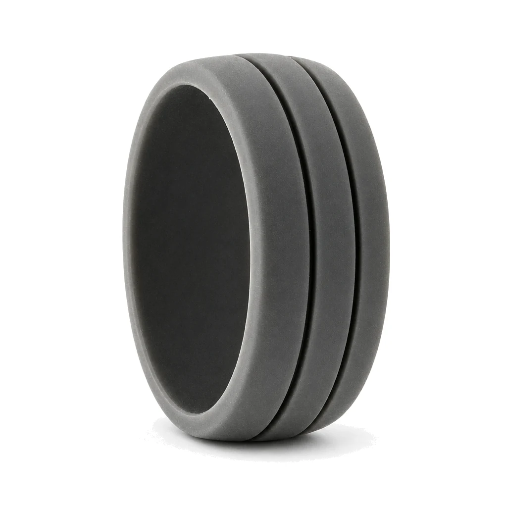 Twin Groove 8.5mm Dark Grey Silicone Ring