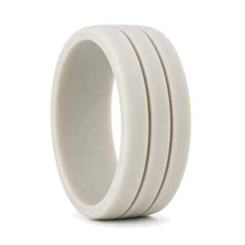 Twin Groove 8.5mm Light Grey Silicone Ring