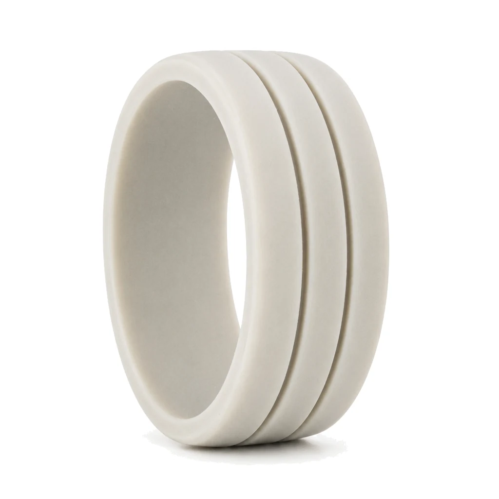 Twin Groove 8.5mm Light Grey Silicone Ring