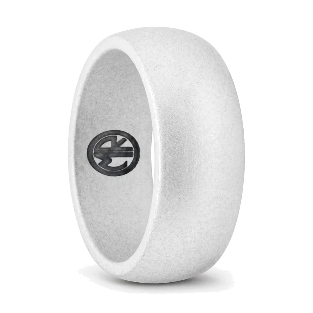 Mens 9mm Silver Silicone Ring