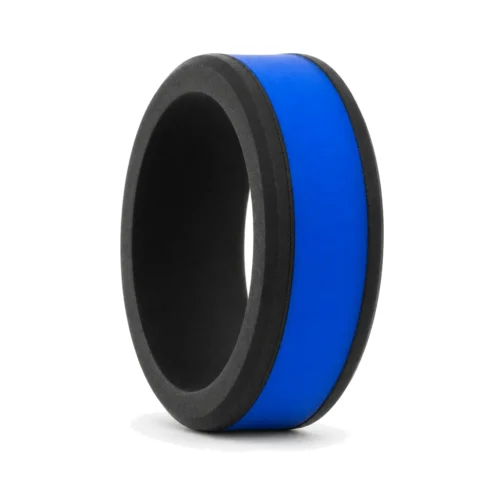 Black Blue 8mm Silicone Ring