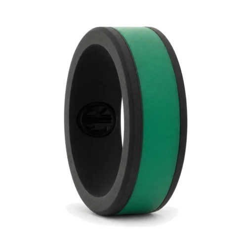 Black and Green 8mm Silicone Ring