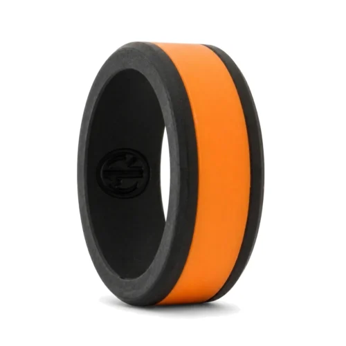 Black and Orange 8mm Silicone Ring