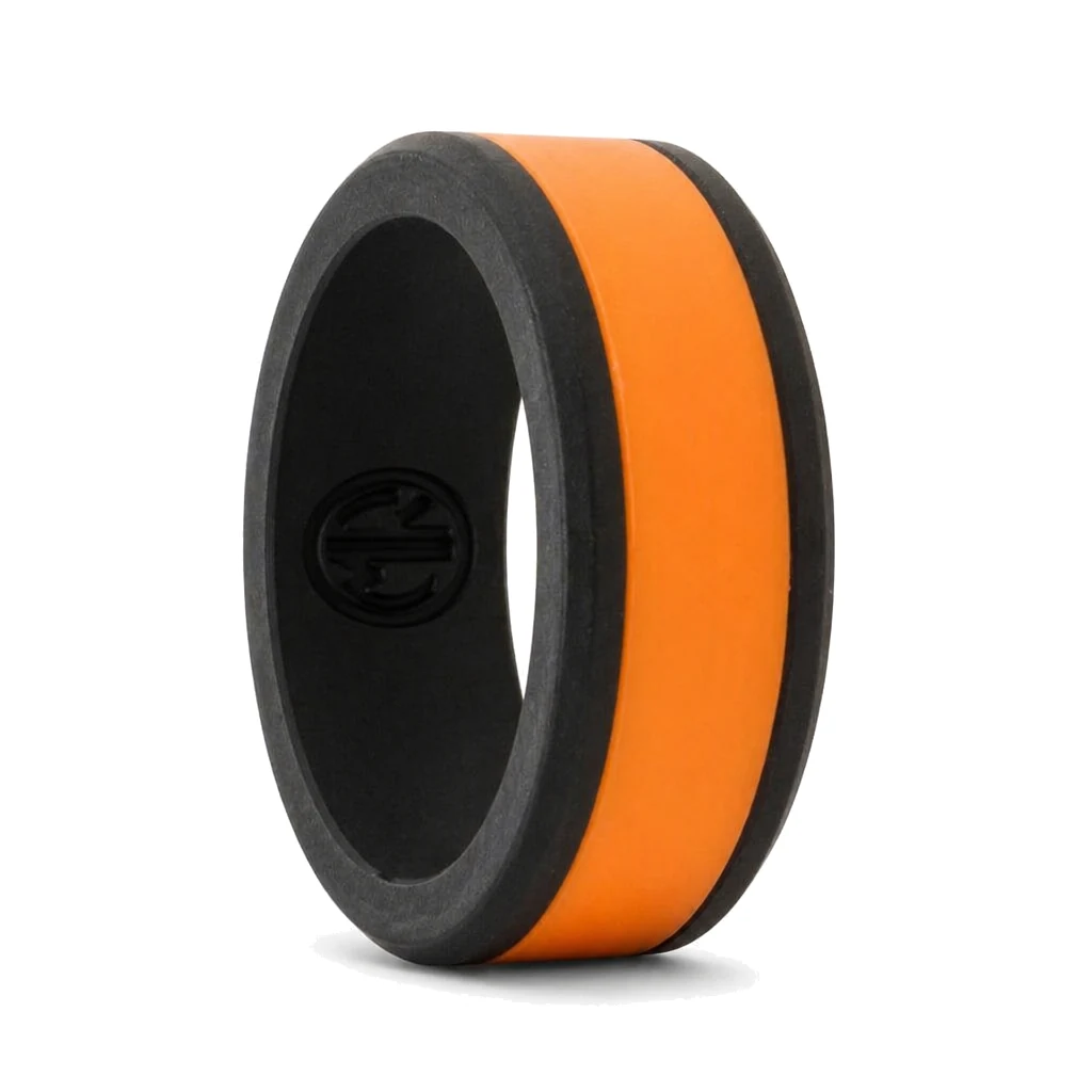 Black and Orange 8mm Silicone Ring