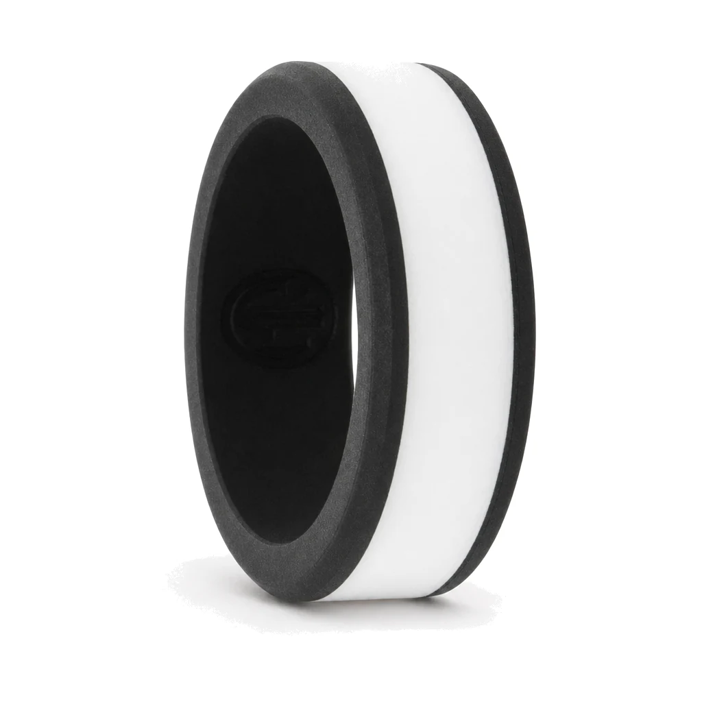 Black and White 8mm Silicone Ring