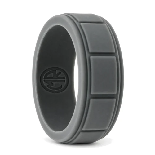 Dark Grey Silicone Ring 8mm with Ridged Pattern