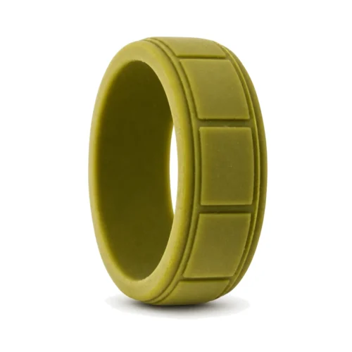 Khaki Silicone Ring 8mm with Ridged Pattern