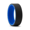8mm Black Silicone Ring with Blue Inner Band