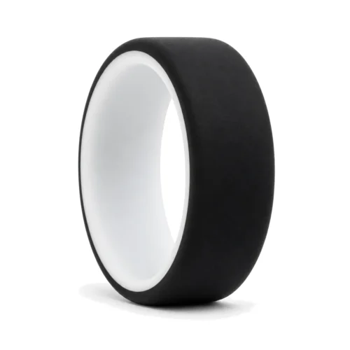 8mm Black Silicone Ring with White Inner Band