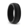 Black Twin Groove Silicone Ring