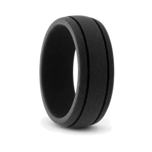 Black Twin Groove Silicone Ring
