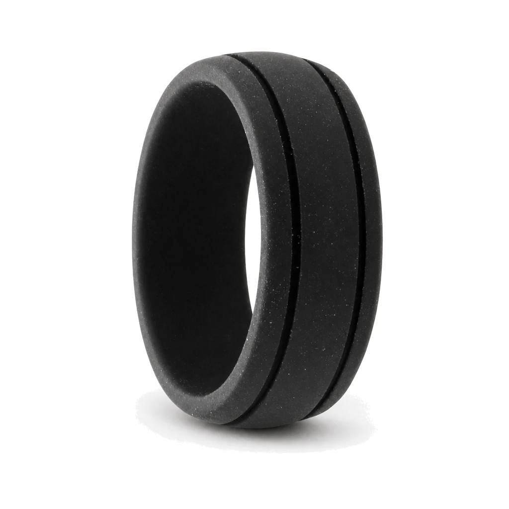 Black Twin Groove Silicone Ring
