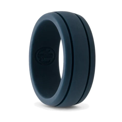 Navy 8mm Twin Groove Silicone Ring
